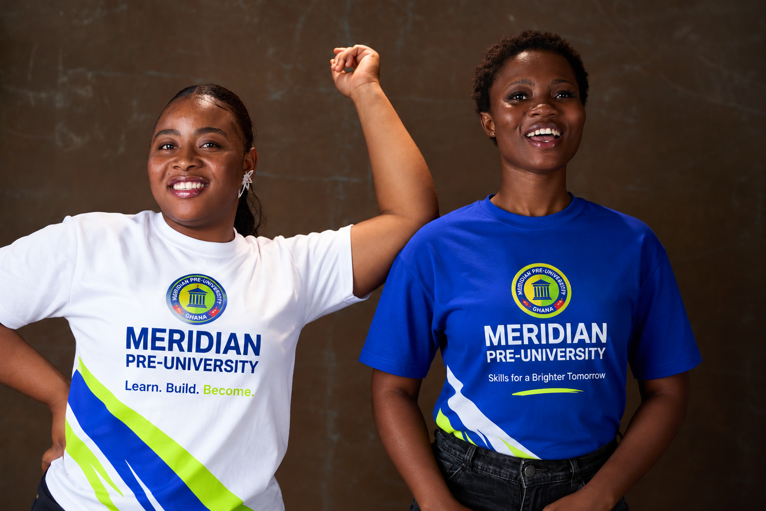 Meridian students in branded shirts